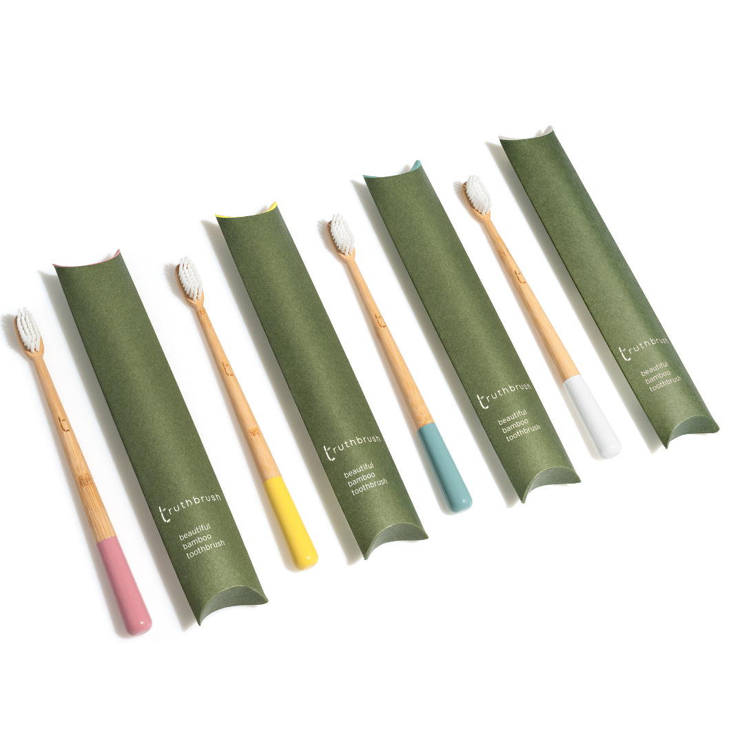 Truthbrush bamboo toothbrushes years supply in Sunrise colours